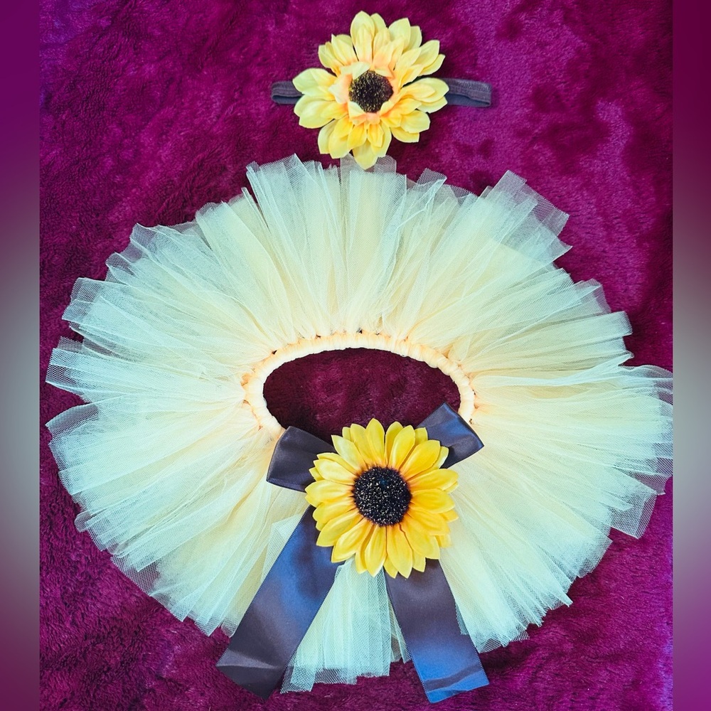 Charming Yellow Tutu with Sunflower Headband